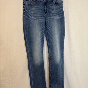 White House Black Market The Slim  Mid Rise Medium wash Womens Blue Jeans 12